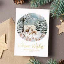Warm Wishes Woodland Deer Winter Scene Niet-Foto