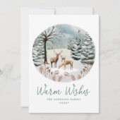 Warm Wishes Woodland Deer Winter Scene Non-Photo Feestdagenkaart (Voorkant)