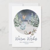 Warm Wishes Woodland Owl Winter Scene Non-Photo Feestdagenkaart (Voorkant)