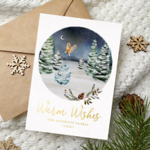 Warm Wishes Woodland Owl Winter Scene Non-Photo