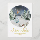 Warm Wishes Woodland Owl Winter Scene Non-Photo Folie Feestdagenkaart (Voorkant)