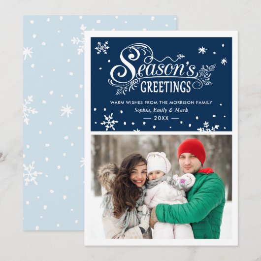 Warm Wishes's Greetings Typography Photo Feestdagenkaart (Voorkant / Achterkant)