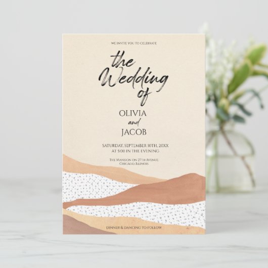 Warm woestijn | Uitnodiging voor bruiloft van Boho (Staand voorkant)