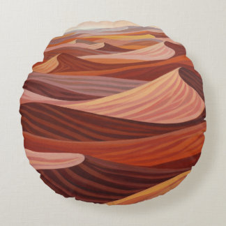 Warm woestijnlandschap - Schilderachtig kunstprint Rond Kussen