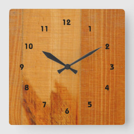 Warm Wooden Boards Vierkante Klok