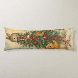 Warm woodland bunny christmas festive winter lichaamskussen