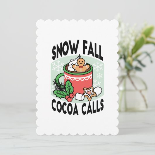 Warm worden met Sneeuwval Cacaobellen - Winterdran Kaart (Staand voorkant)