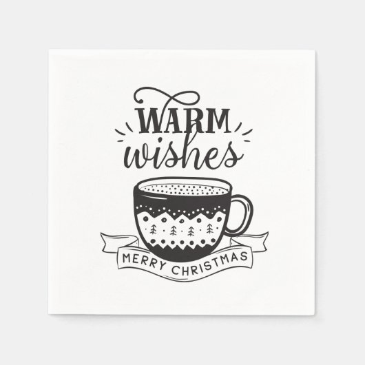 Warm Wwish Cup Hot Coffee Caca Xmas Typografie Servet (Voorkant)