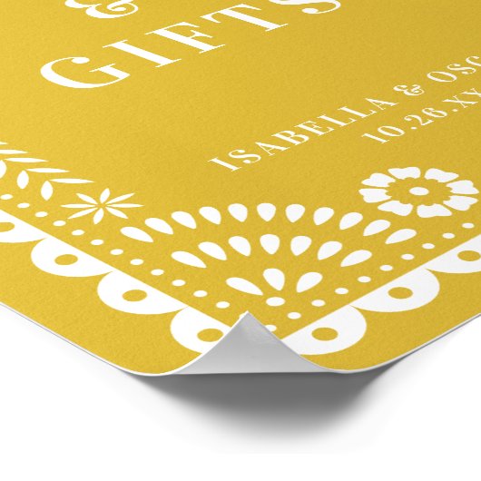 Warm Yellow Papel Picado Weddenschap Poster (Hoek)