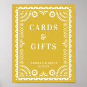 Warm Yellow Papel Picado Weddenschap Poster (Voorkant)