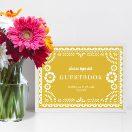 Warm Yellow Papel Picado Weddenschap Poster