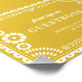 Warm Yellow Papel Picado Weddenschap Poster (Hoek)
