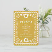 Warm Yellow Papel Picado Wedding Rehearsal Dinner Kaart (Staand voorkant)