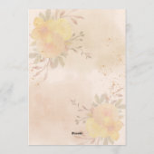 Warm Yellow & Peach Floral Wedding Invitation  Kaart (Achterkant)