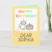 Warm Yellow&Rainbow Cat Happy Birthday Kaart (Voorkant)