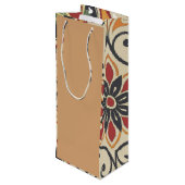 Warm zand & Boho Floral Wine Bag Wijn Cadeautas (Achterkant Gekanteld)