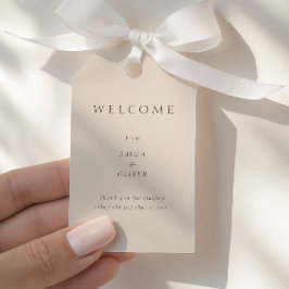 Warm Zand Minimalistische Trouw Welkom Cadeaulabel