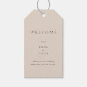 Warm Zand Minimalistische Trouw Welkom Cadeaulabel (Voorkant)