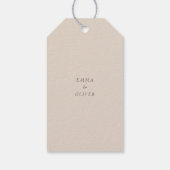 Warm Zand Minimalistische Trouw Welkom Cadeaulabel (Achterkant)