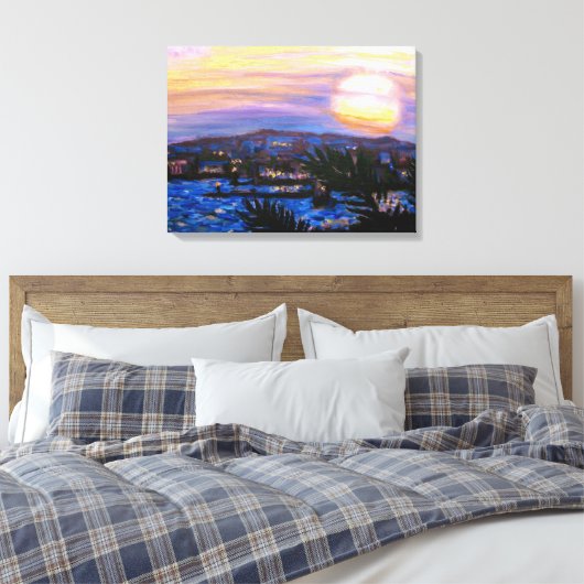 Warm Zeeen Sunset Canvas Afdruk (Insitu (Slaapkamer))