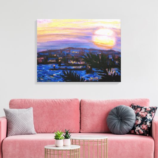 Warm Zeeen Sunset Canvas Afdruk (Insitu (Woonkamer))
