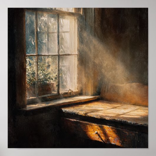 Warm Zonlicht in Erfgoed Keukenraam Poster (Voorkant)