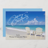 Warm-zonnestrand met kerstakelkaart feestdagenkaart (Voorkant / Achterkant)
