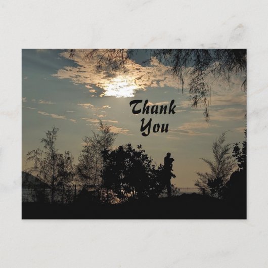 Warm Zonsondergang Landschap Bomen Dank Je Postkaa Briefkaart (Voorkant)