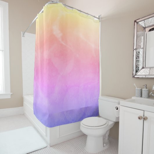 "Warm zonsopgang" Abstract douchegordijn (In situ)