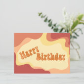 Warme 70'er golvende verjaardagskaart kaart (Staand voorkant)