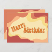 Warme 70s golvende verjaardagskaart kaart (Voorkant / Achterkant)