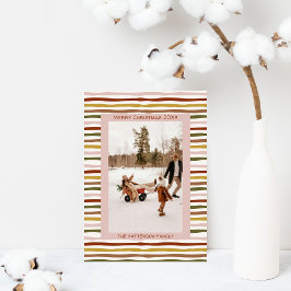 Warme aardetinten handgetekende boho foto Kerstmis Feestdagenkaart