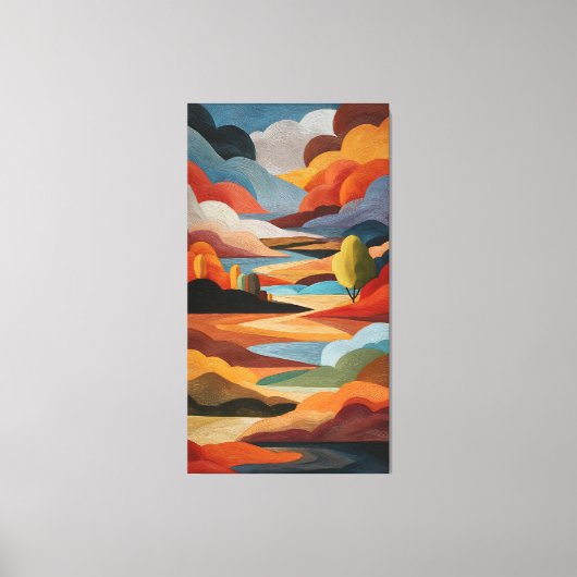 Warme aardetoon Abstract Landschap Muurkunst Canvas Afdruk (Voorkant)