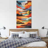 Warme aardetoon Abstract Landschap Muurkunst Canvas Afdruk (Insitu (Slaapkamer))