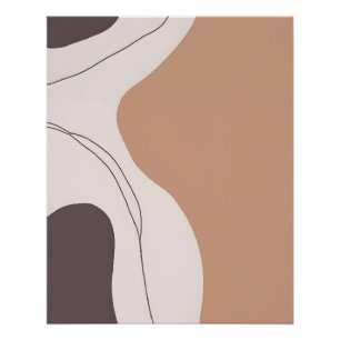 Warme aardetoon abstract met organische lijnen perfect poster