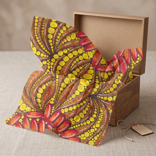 Warme aardse boho abstracte botanische kunstpatroo tissuepapier