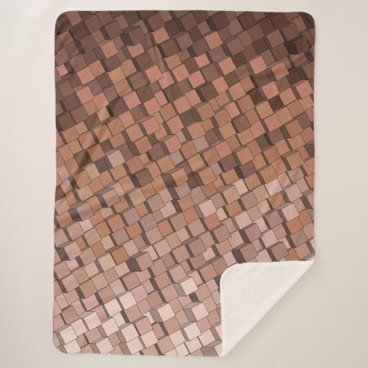 Warme aardse geometrische 3D kubus patroon deken (Voorkant)