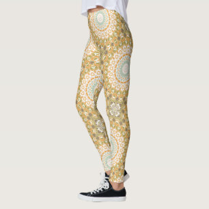 Warme Aardse Mandala Abstracte Ontwerp Leggings