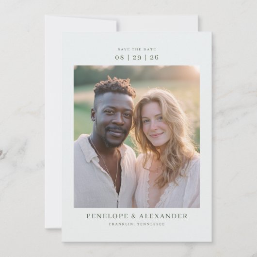 Warme Aardse Minimalistische Foto Save The Date (Voorkant)