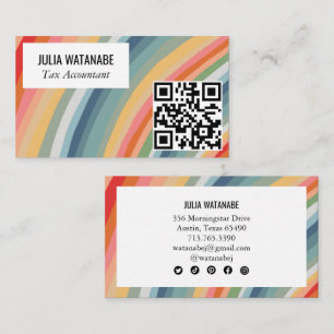 Warme aardse regenboog minimalistische strepen QR- Visitekaartje