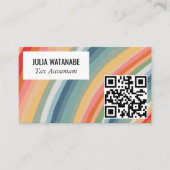 Warme aardse regenboog minimalistische strepen QR- Visitekaartje (Voorkant)