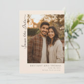 Warme Aardse Romantische Foto Save The Date (Staand voorkant)