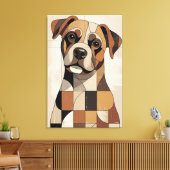 Warme Aardtint Geometrische Boxer Canvas Afdruk (Insitu (Woonkamer))