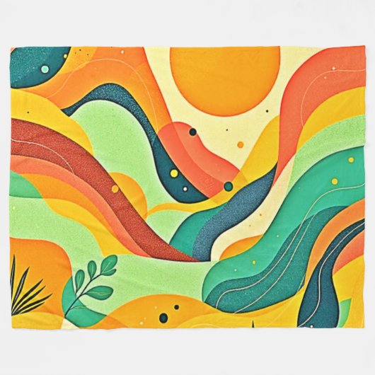 warme Abstracte stroming Fleece Deken (Voorkant (Horizontaal))