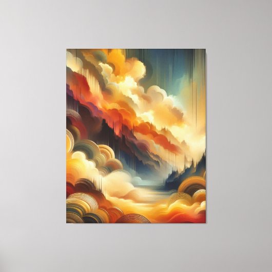 Warme Abstracte verfkwast Canvas Afdruk (Voorkant)