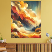 Warme Abstracte verfkwast Canvas Afdruk (Insitu (Woonkamer))