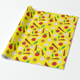 Warme appels, kaneel Naadloze Herfst Thanksgiving Cadeaupapier