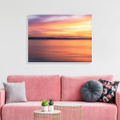 Warme avond zonsondergang over Lake Horizon fotogr Canvas Afdruk (Insitu (Woonkamer))