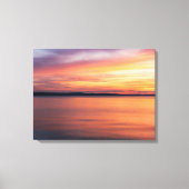 Warme avond zonsondergang over Lake Horizon fotogr Canvas Afdruk (Voorkant)