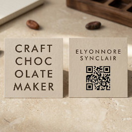 Warme Beige Ambachtelijke Chocolade Maker QR Code Vierkante Visitekaartje